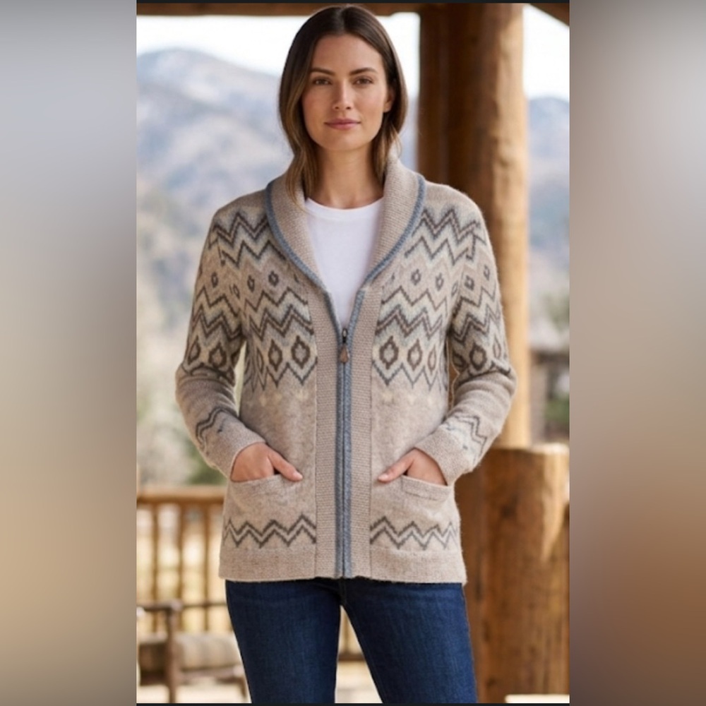 Pendleton Alpaca Wool Blend Aztec Southwestern Zi… - image 1